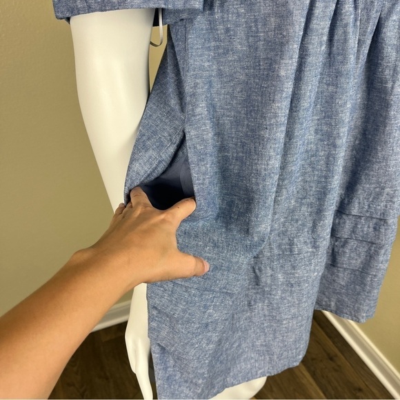 Draper James Womens Size XL Linen Cotton Chambray Mini Babydoll NEW Dress Ruffle - Picture 11 of 12